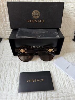 Versace Havana Frame Sunglasses with Brown Lenses
